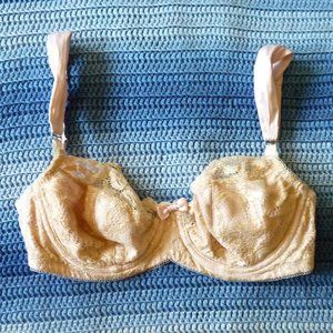 Shell Pink and Nude Lace Bra with Satin Straps 30E
